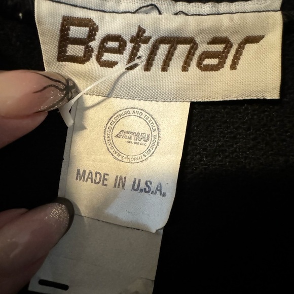 VTG Fur Hooded Wool Elegant Cape Coat Free Size Long Made in USA Union Tag Black - Picture 7 of 11